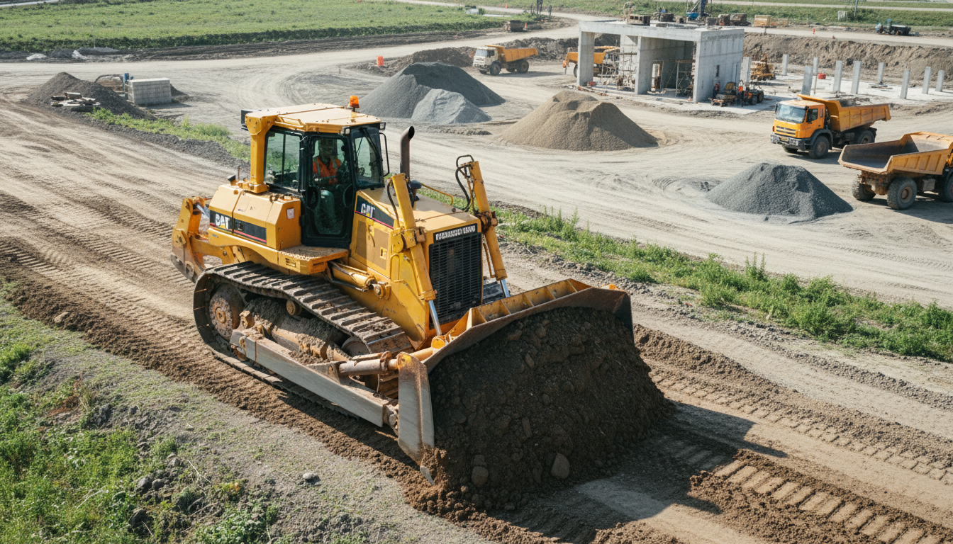 Máquina pesada em canteiro de obras, ilustrando a importância do seguro de máquinas e equipamentos